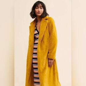 Hutch sunny faux fur yellow coat maximalist jacket sz XL